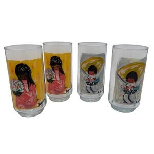 Vtg De Grazia Children of Southwest Collection Tumblers